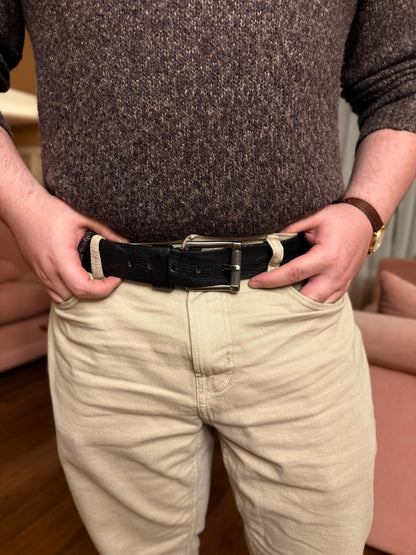 Men's Wash and Wrinkled Leather Belt