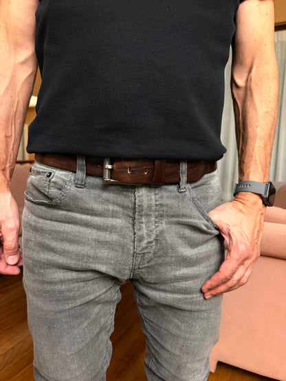 Men's Wash and Wrinkled Leather Belt