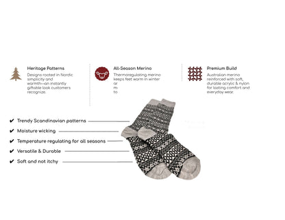Scandinavian-Styled Ukrainian Merino-Blend Socks (3-Pack)