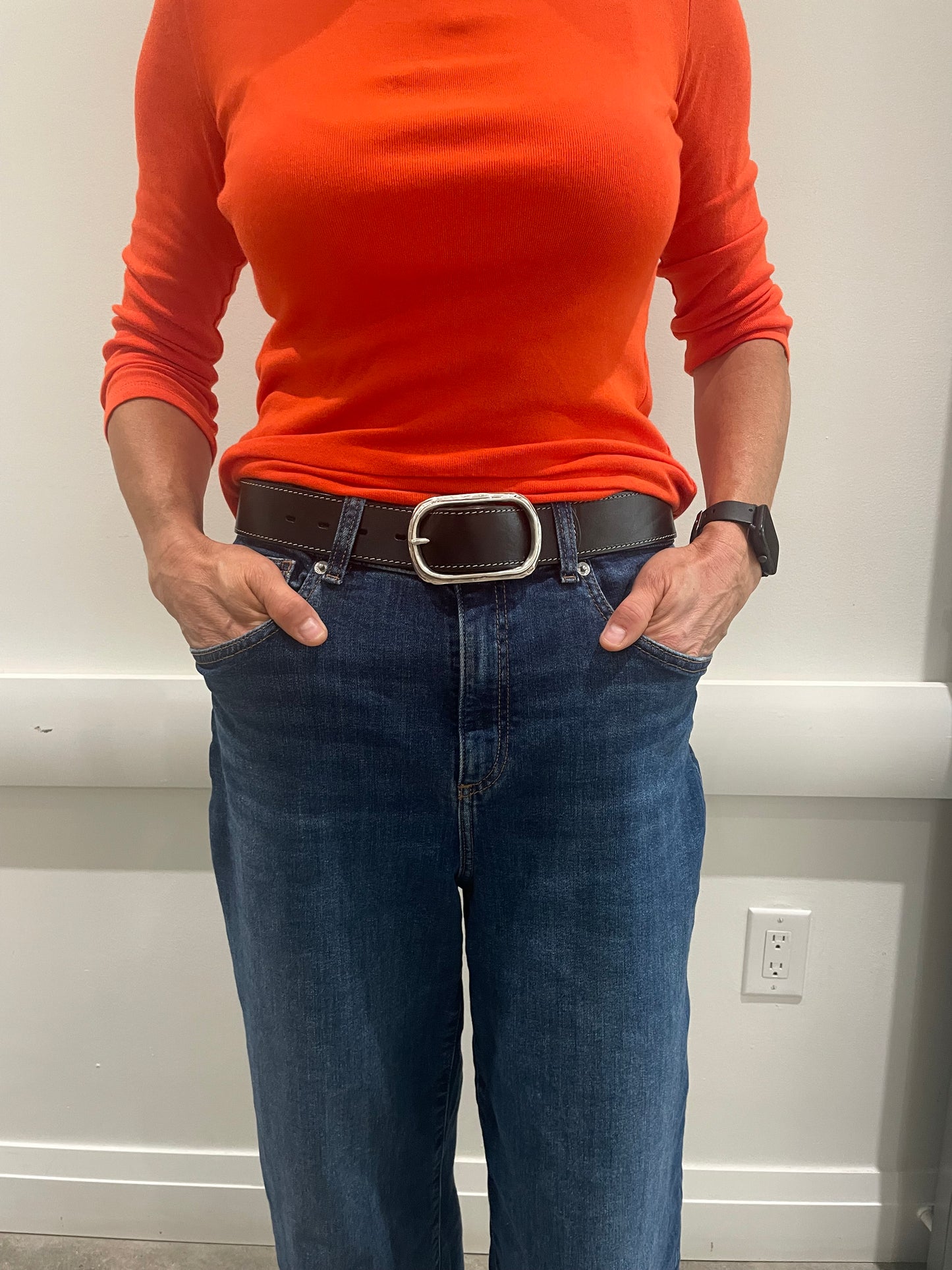 Women's Top Stitch Everyday Belt: designed and crafted by J. Savile